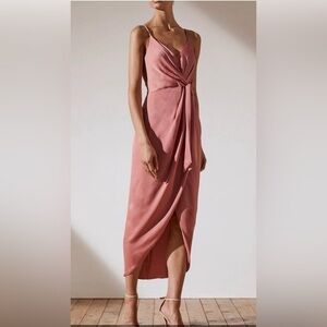 NWT Shona Joy Luxe Tie Front Cocktail Dress in Rose size 4.